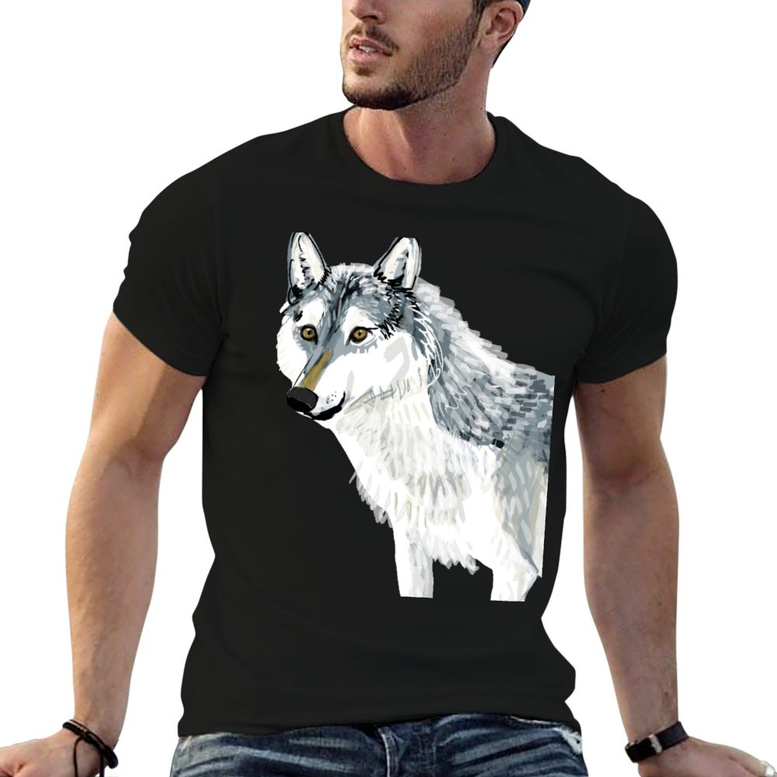 Alberta Lighting & Decor Photos - Totem Alberta Wolf T-Shirt décontracté léger