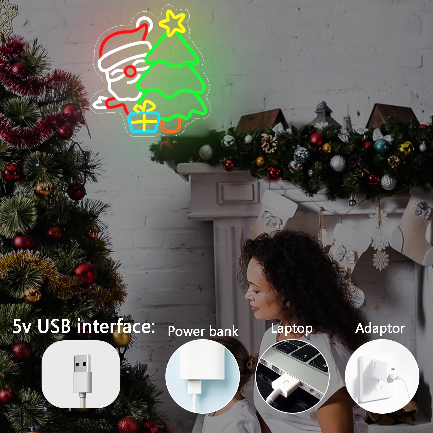 Enseigne au néon du père noël  - Wall Decor Lighting Tree avis et prix